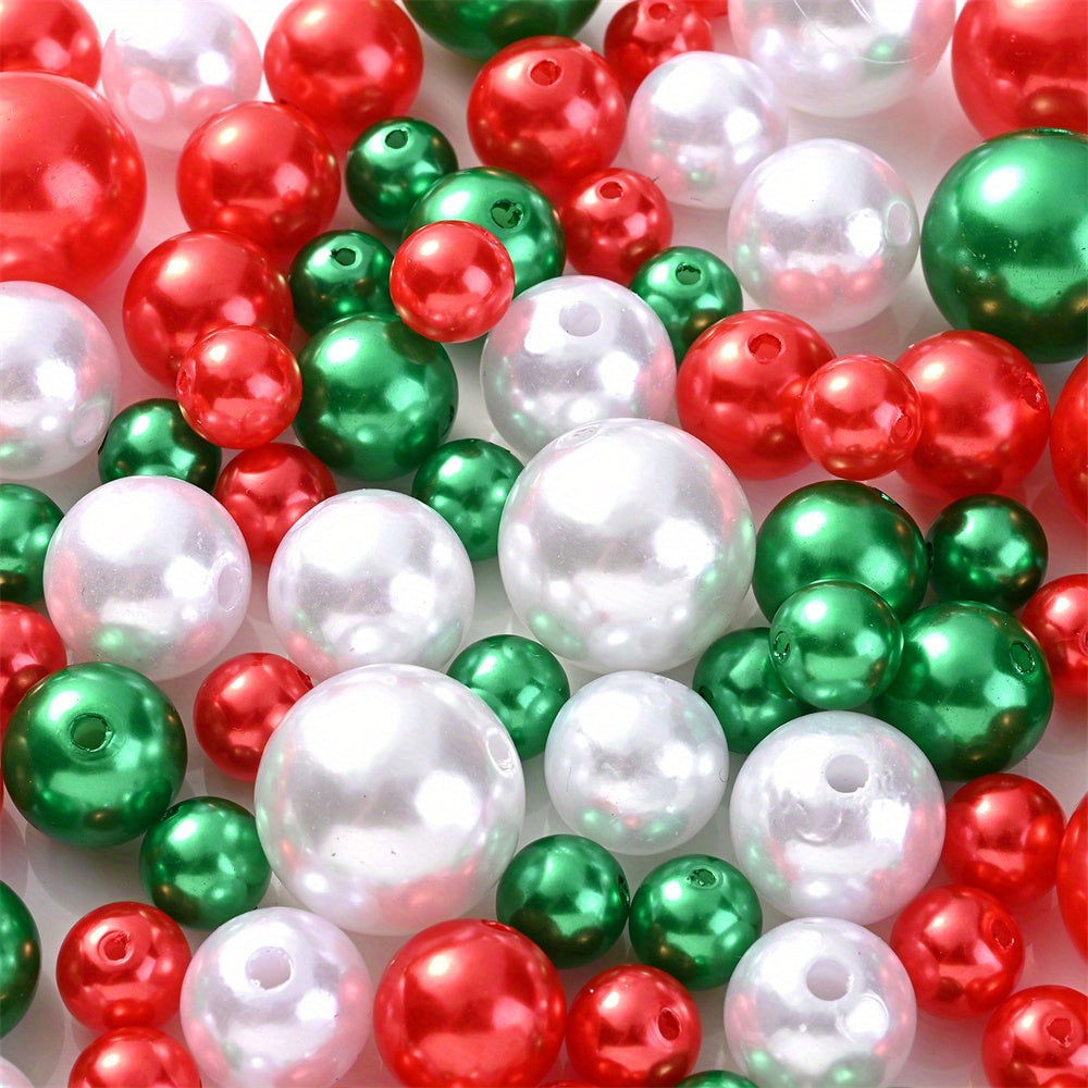 About 100pcs Christmas Acrylic Round Beads