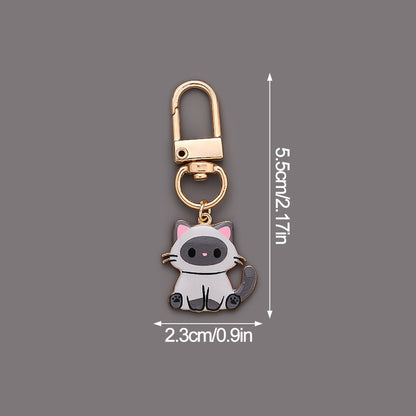 Mini Enamel Cat Keychain Set