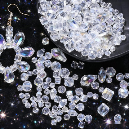 200PCS Geometric Transparent Glass Bead Set