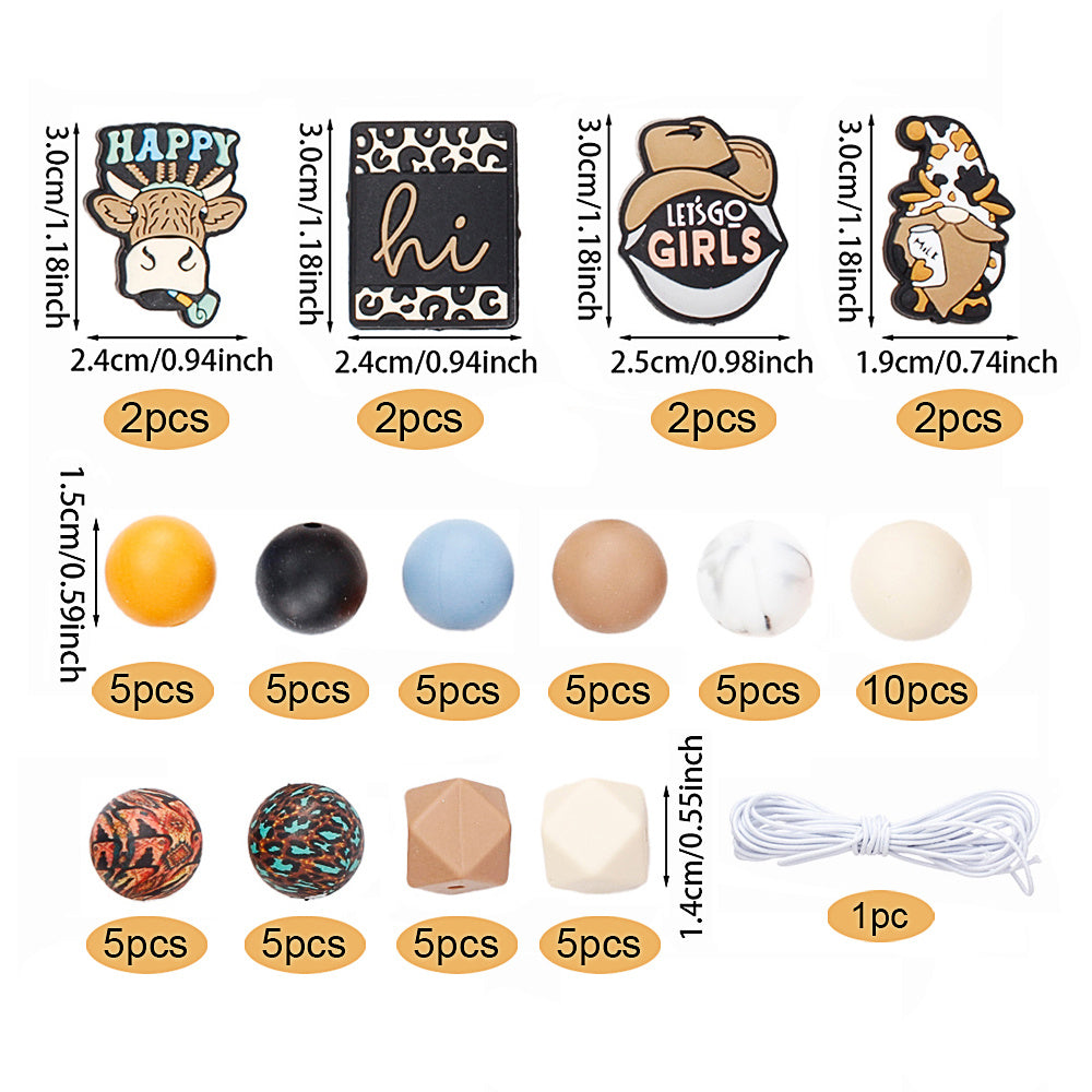 Mix Style Silicone Beads Set with Beading Pens