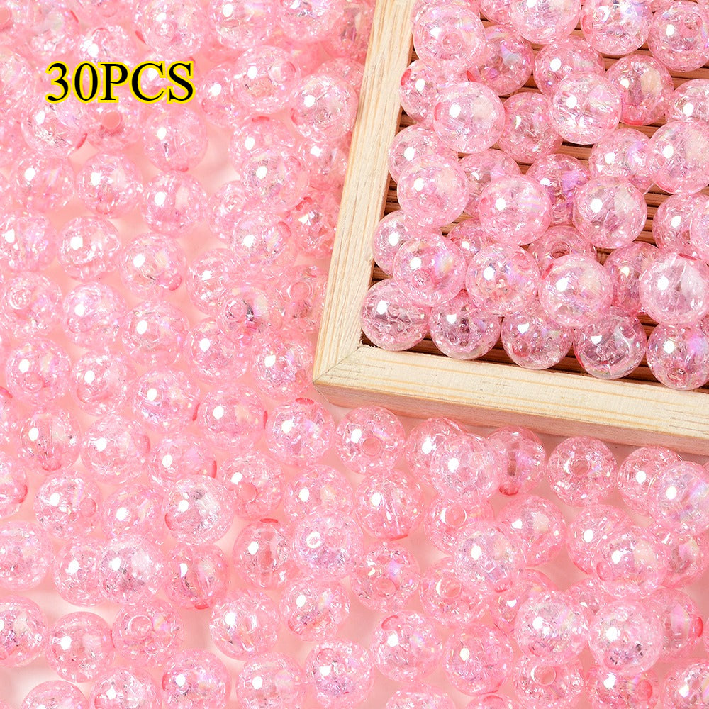 30pcs 10mm Colorful Crackle Acrylic Beads