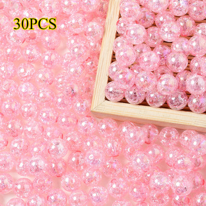 30pcs 10mm Colorful Crackle Acrylic Beads