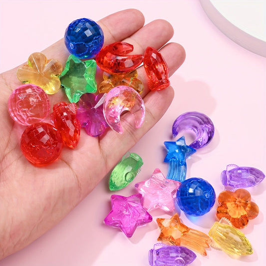 25PCS Multicolor Acrylic Celestial & Flower Bead Set