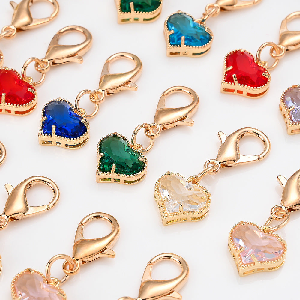 Colorful Crystal Heart Pendant Charms
