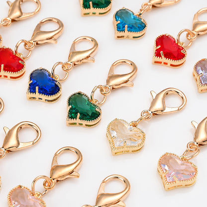 Colorful Crystal Heart Pendant Charms
