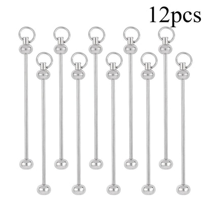 Metal Blank Bar Beadable Keychain Set