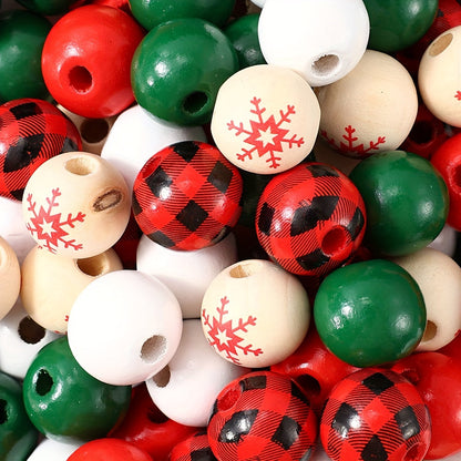 Christmas Wooden Round Beads