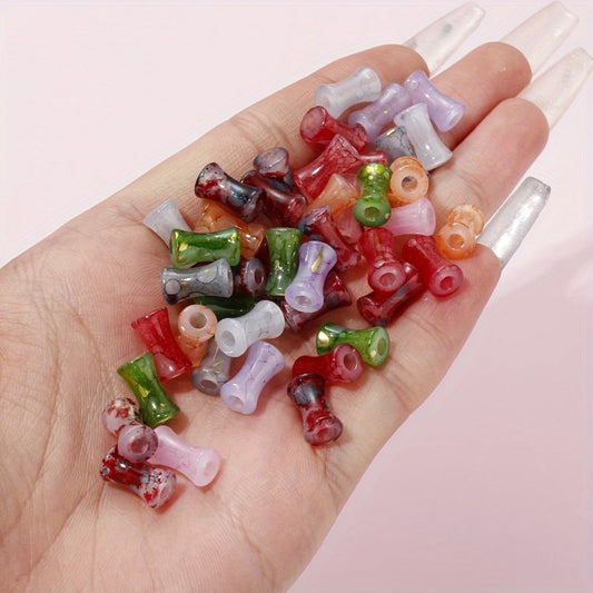 100PCS Gold-Sprinkled Bamboo Tube Acrylic Bead Set