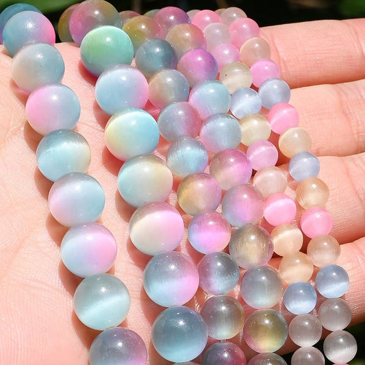 1 Strand 6/8/10mm Three Color Cat Eye Stone Beads