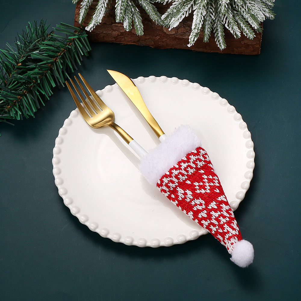Christmas Knit Santa Hat Cutlery Holder