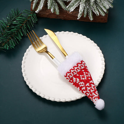 Christmas Knit Santa Hat Cutlery Holder