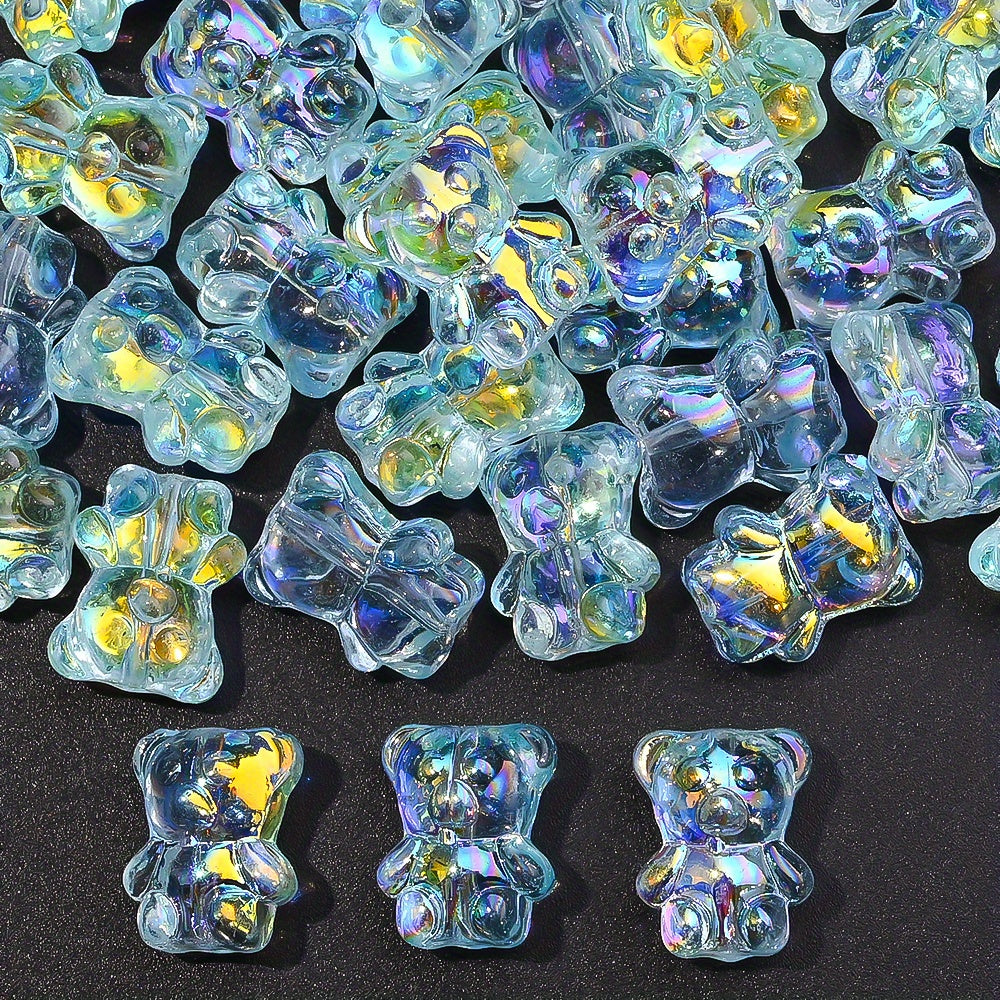 20PCS 15×12mm Transparent AB Bear Glass Spacer Beads