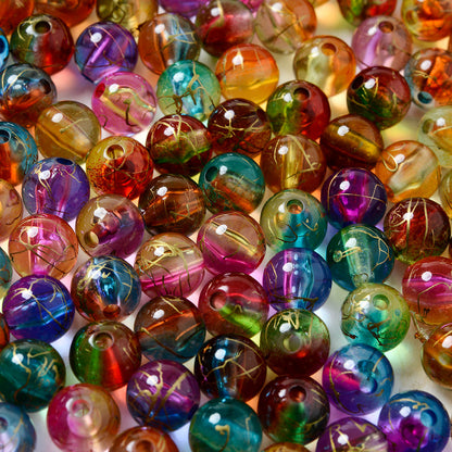 Multicolor Acrylic Beads with Gold Spacer Beads