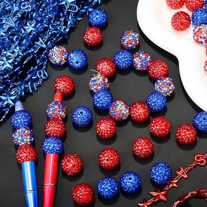 Patriotic Rhinestone Ball Beads