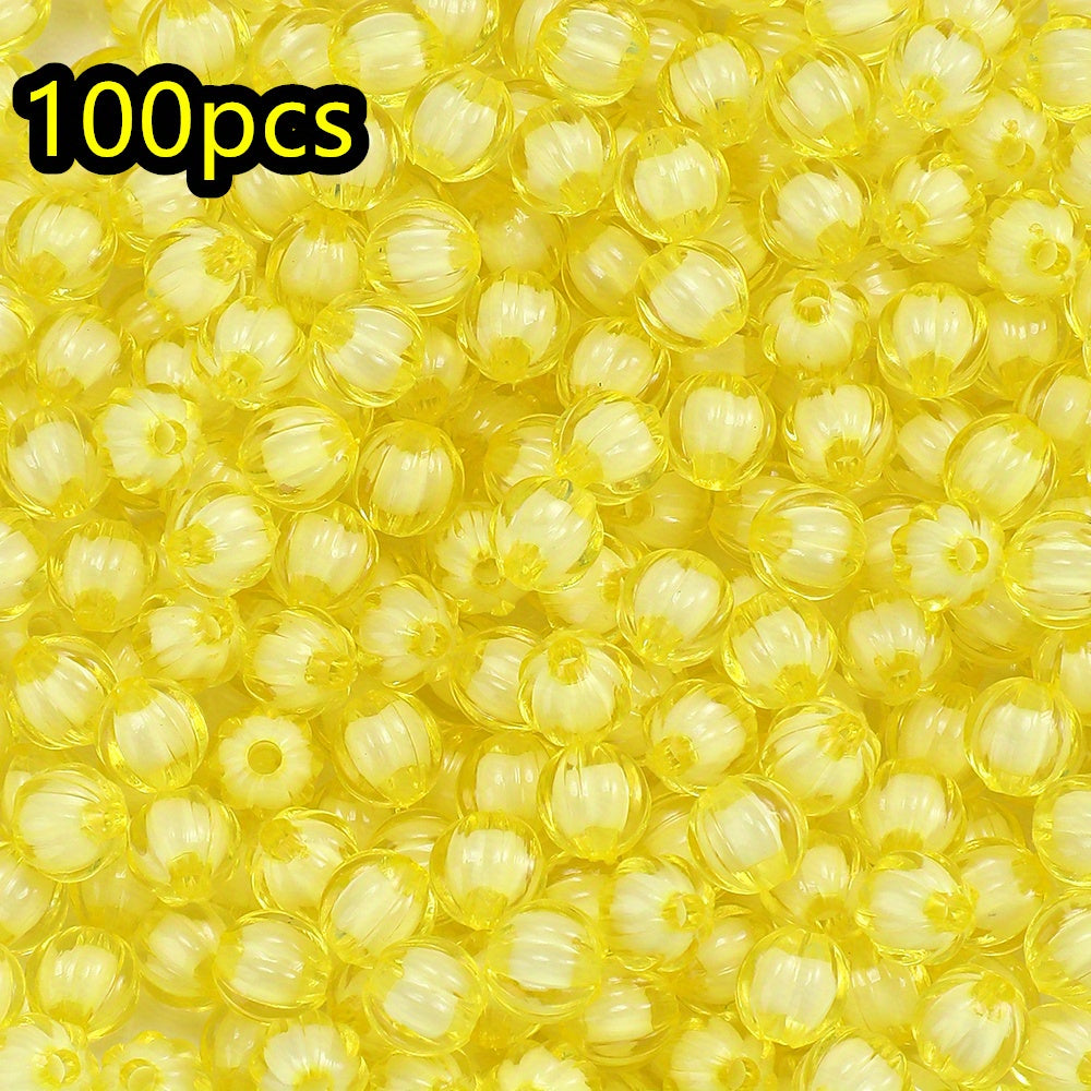 100/200pcs 8/10mm Transparent Inner Color Pumpkin Acrylic Beads