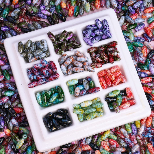 Mixed Color Retro Oval Glass Beads
