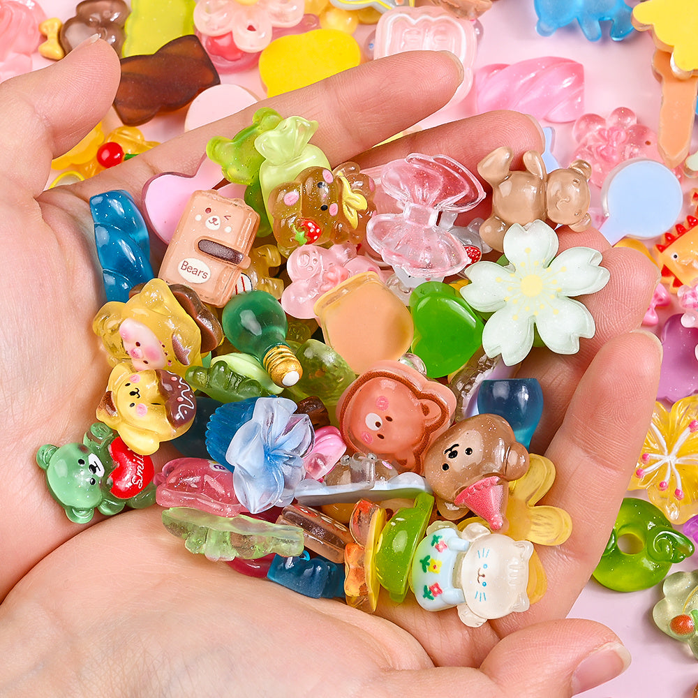 96pcs Rainbow Theme Acrylic Flatback Beads