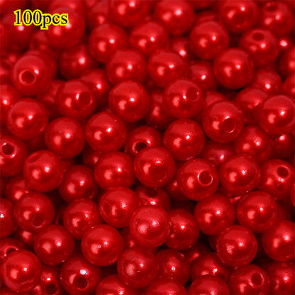 100pcs Random Colorful 8mm Round Acrylic Spacer Beads