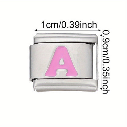 Pink Letter Stainless Steel Bead