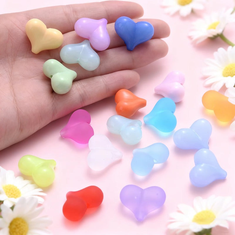 20PCS 17×21mm Multicolor Acrylic Heart Spacer Beads