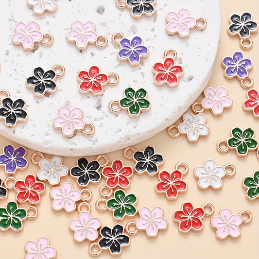 9x12 mm Colorful Five-Petal Flower Alloy Pendants