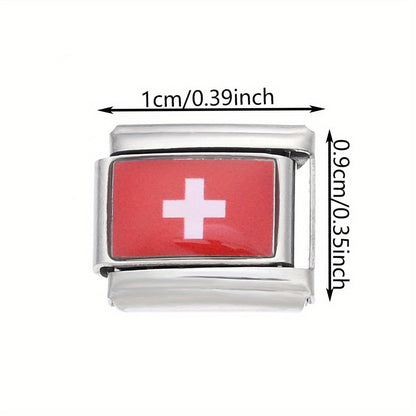 World Flag Alloy Bracelet Module