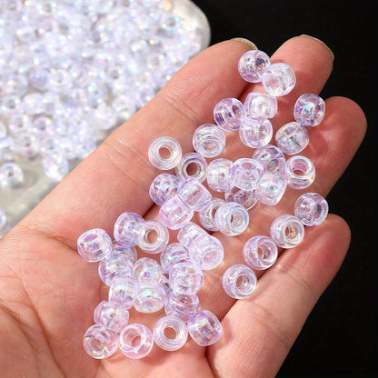 100pcs 5x9mm Shiny Laser Color Acrylic Pony Beads