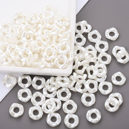 White Wavy Acrylic Spacer Beads