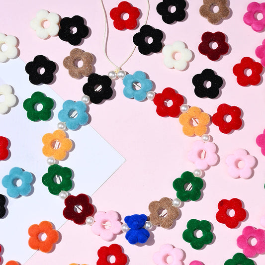 Flocked Flower Resin Beads