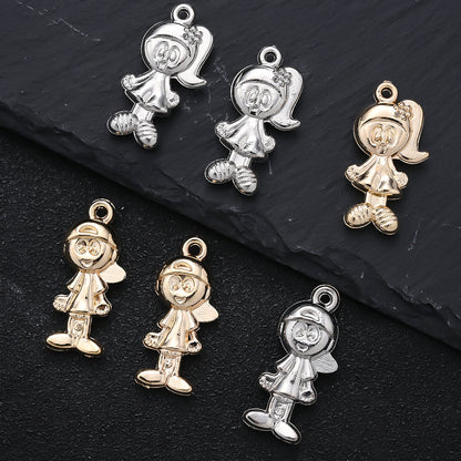 20PCS Gold & Silver CCB 3D Cartoon Boy & Girl Pendants