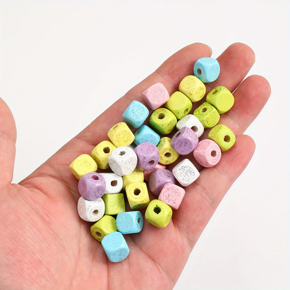 Sequined Square Wooden Beads