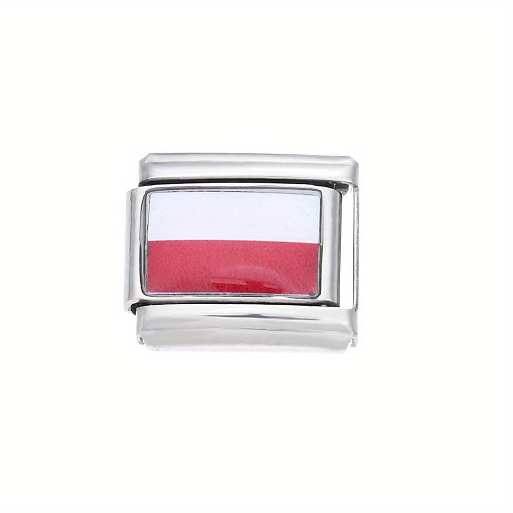 World Flag Alloy Bracelet Module