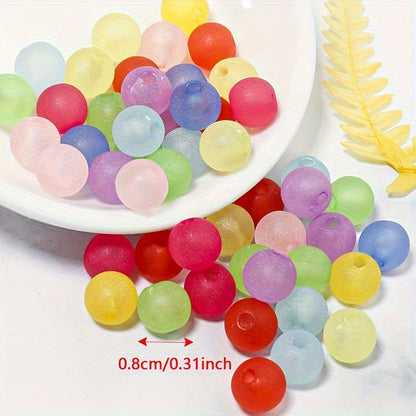 100PCS Frosted Acrylic Oval & Round Bead Set