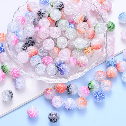 10mm Acrylic Gradient Cracked Beads - DIY Jewelry Making Kit for Bracelets