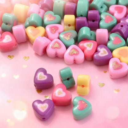 10pcs 17x15mm Sandwich Heart Acrylic Beads