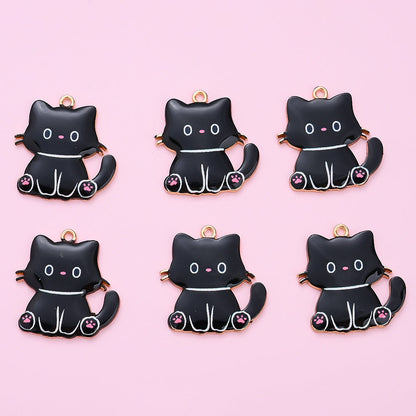 Enamel Cat Pendant Charms