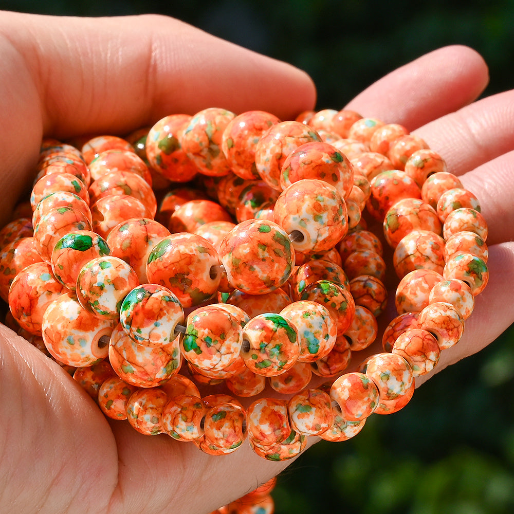 Orange Green Spacer Loose Beads