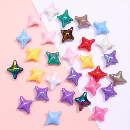 25x29mm 10pcs Mix Color Four-Point Star Acrylic Beads