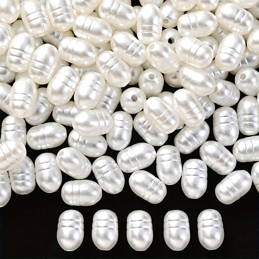 100/200PCS White Oval Acrylic Spacer Bead Set