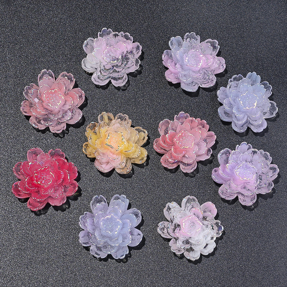 10PCS 25×27mm Gradient Luminous Resin Orchid Embellishment Set
