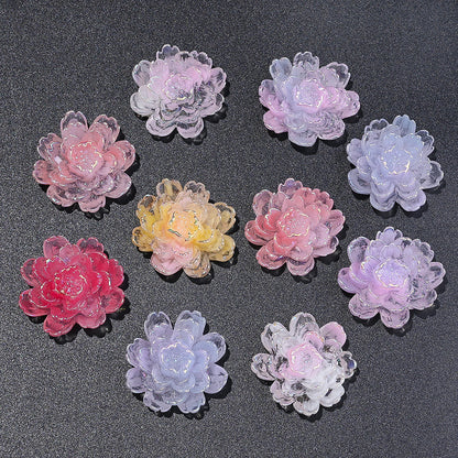 10PCS 25×27mm Gradient Luminous Resin Orchid Embellishment Set