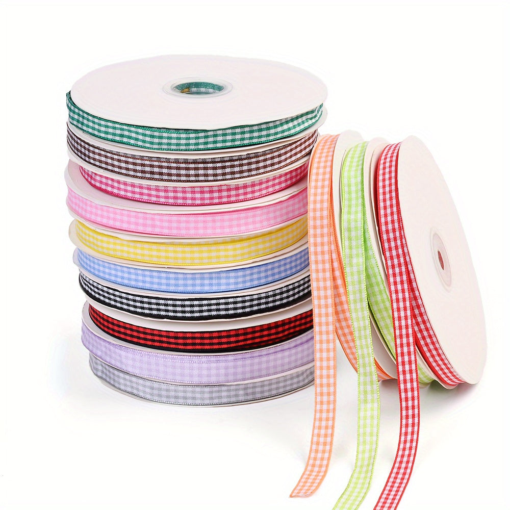 50 Yards/Roll 10 mm Christmas Plaid Satin Ribbon