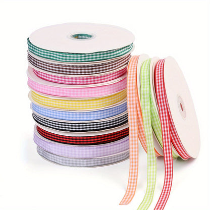 50 Yards/Roll 10 mm Christmas Plaid Satin Ribbon