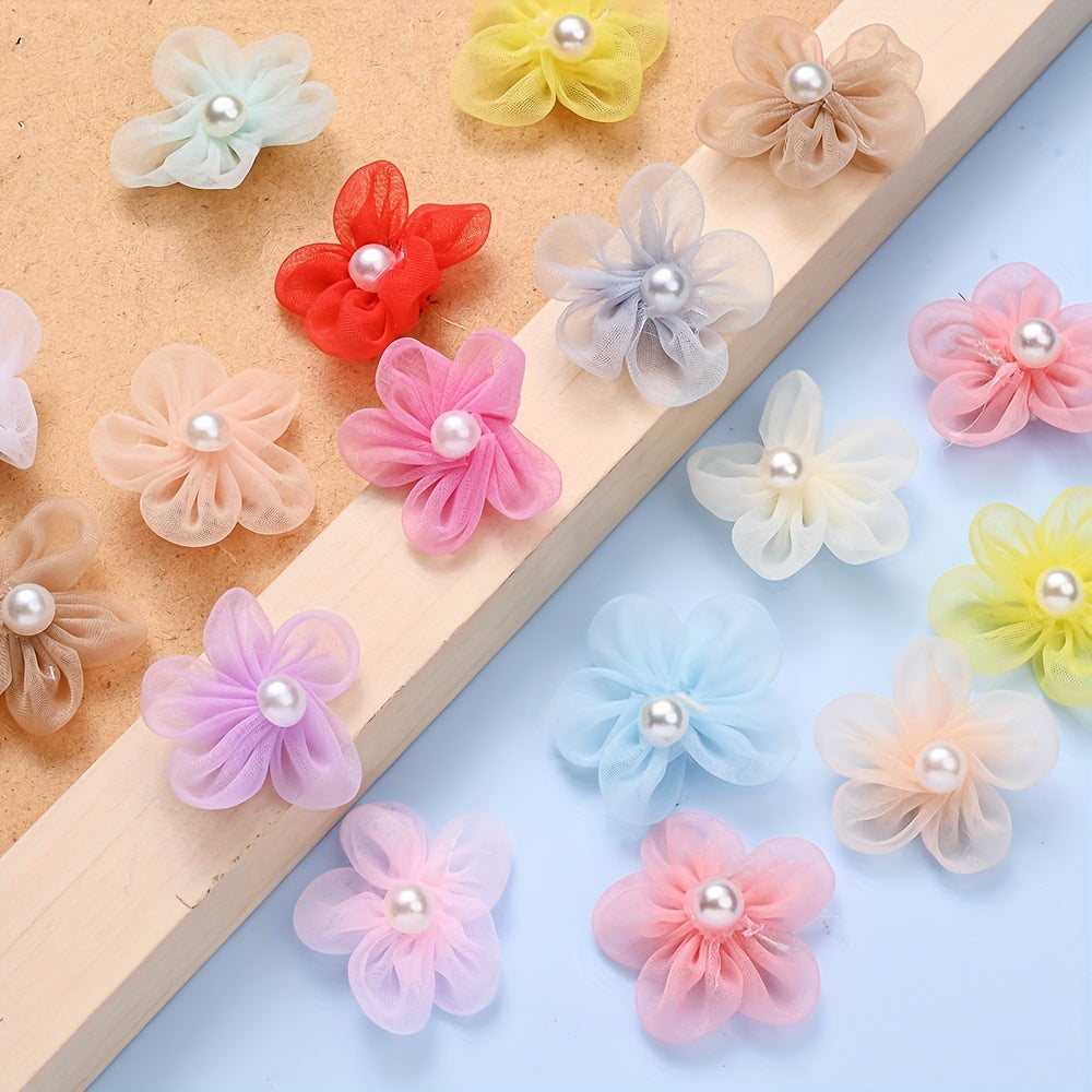 10PCS 23mm Fabric Five-Petal Flower Embellishment Set