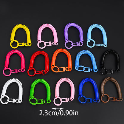 15PCS Retractable Double-Buckle Spiral Keychain Set