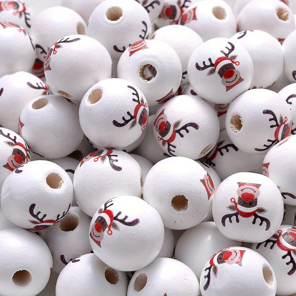 Christmas Wooden Santa & Tree Beads