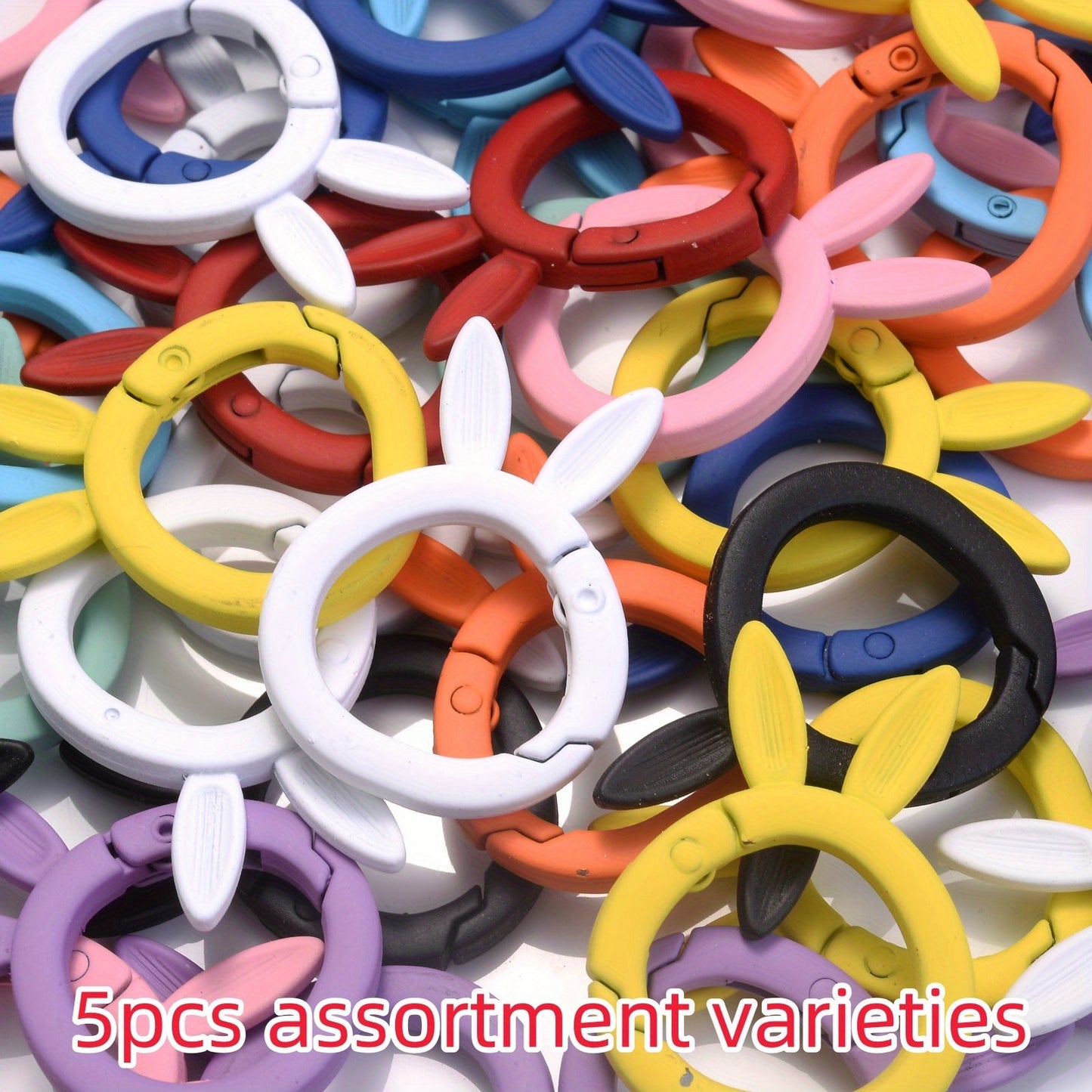 5-Piece 37x27 mm Rabbit Ear Shape Metal Keychain Hooks