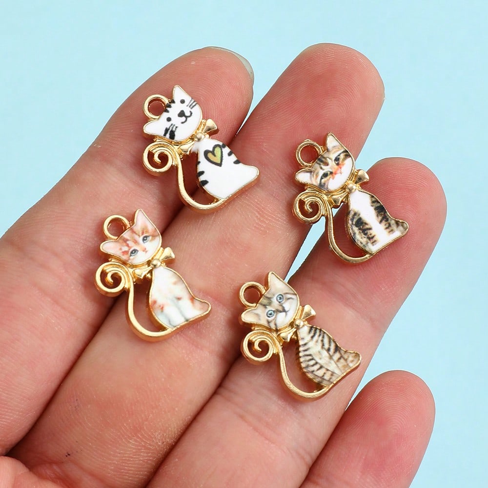 Colorful Cat Alloy Enamel Charms