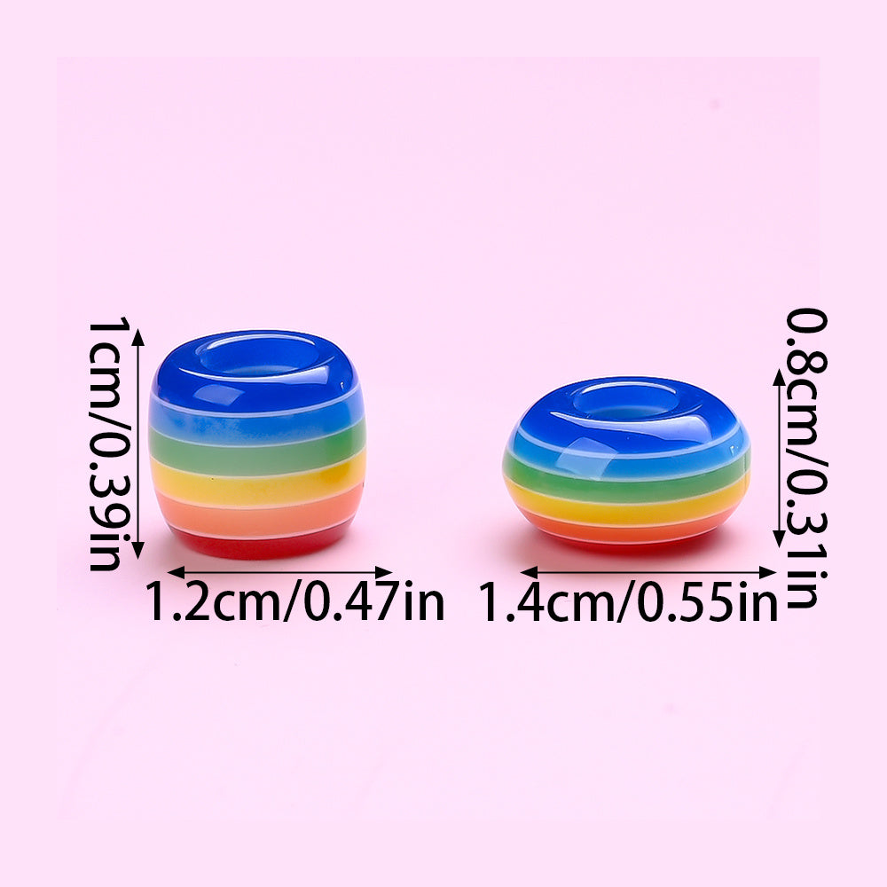40/80pcs 8x14mm Rainbow Resin Striped Beads