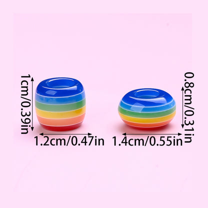 40/80pcs 8x14mm Rainbow Resin Striped Beads